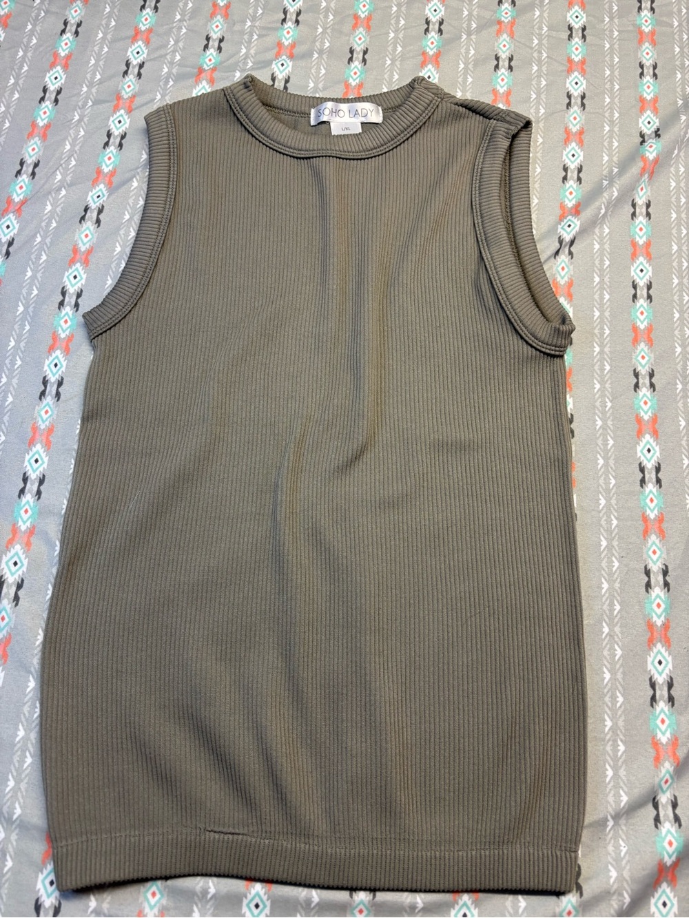 🍄SOHO LADY Gray Ribbed Sleeveless Top